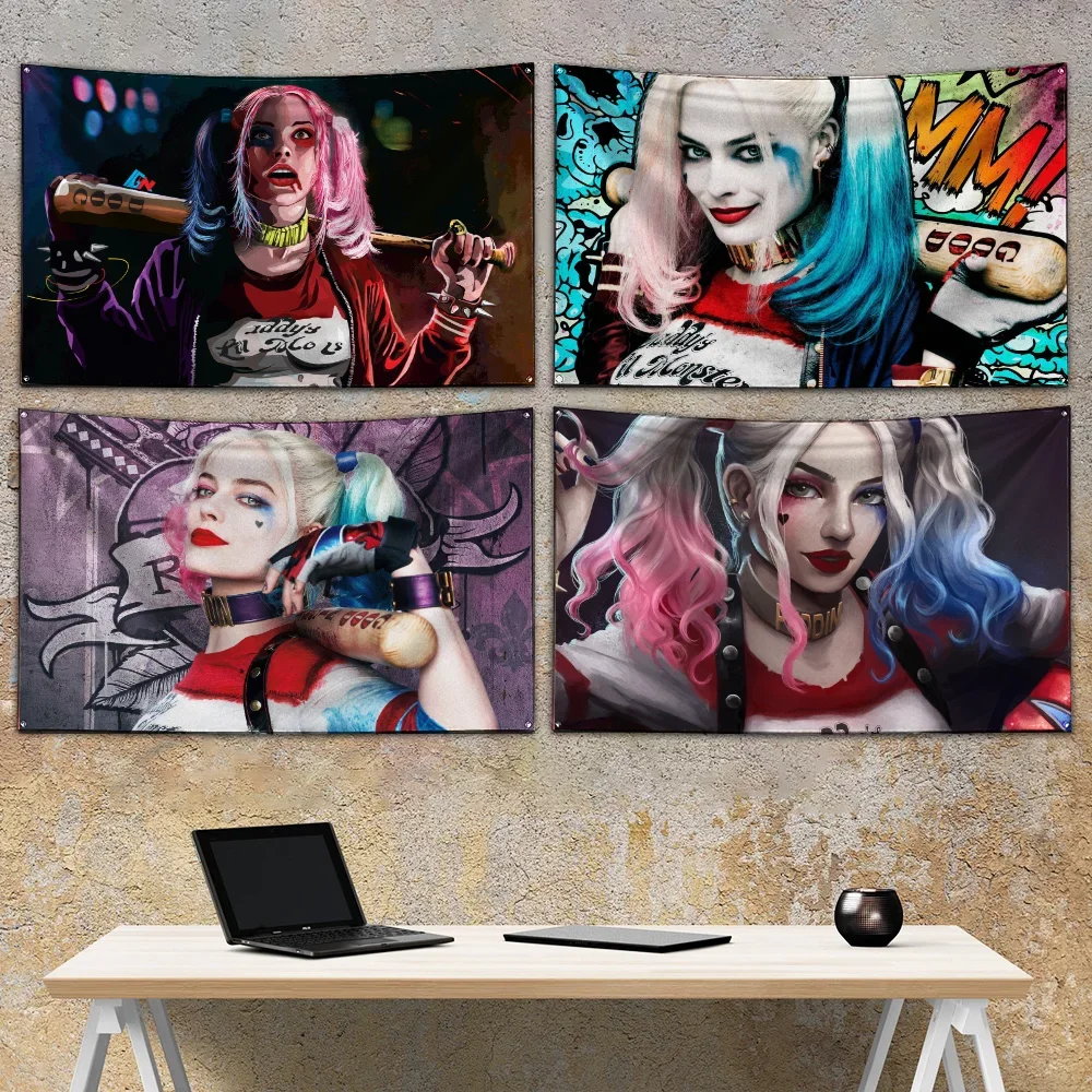 

Фут мультфильм Харли Квиннс флаг полиэстер цифровая печать баннер для гаража настенное украшение для двери с латунными втулками
