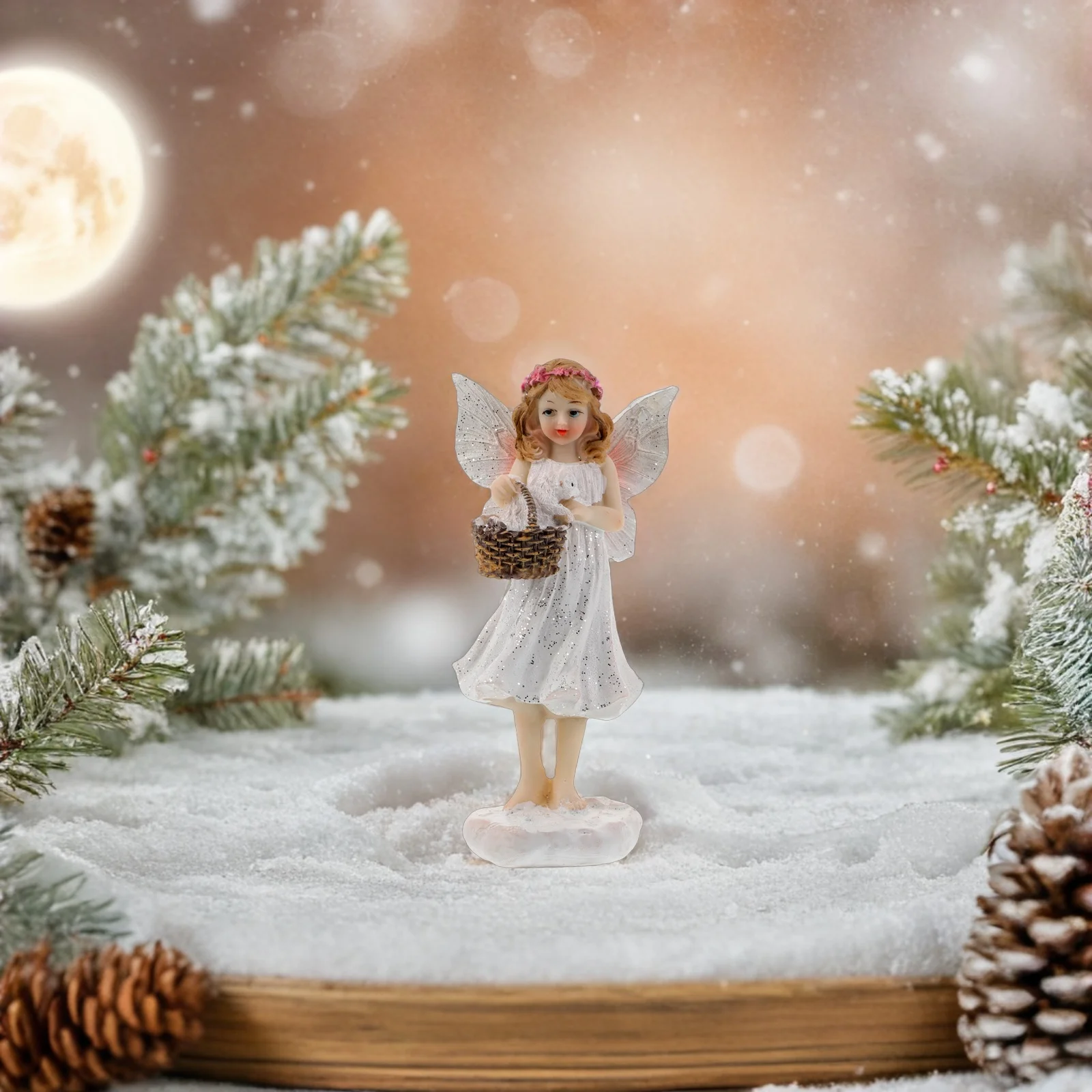 

2Pcs Christmas Flower Fairy Angel Statue Resin Sculpture Garden Outdoor Indoor Decoration Memorial Holiday Ornament