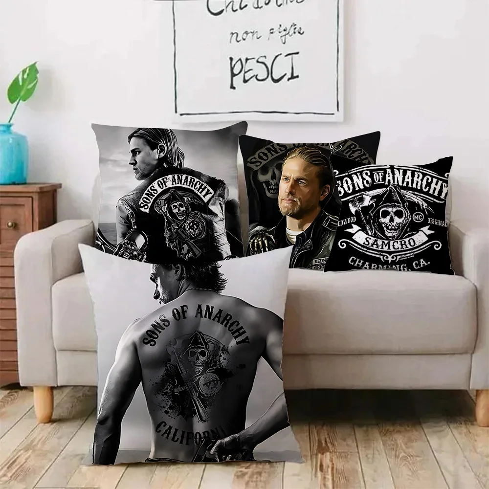 

Pillow Covers Cartoon TV Series Sons Of Anarchy Sofa Decorative Home Double-sided Printing Short Plush Cute Cushion Cover