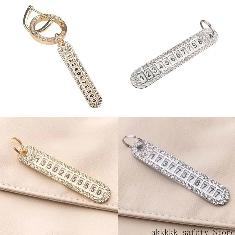XXFF Car Keychain Charm Diamond Encrusted for Key Ring Finger Ring Lanyard Number Pla