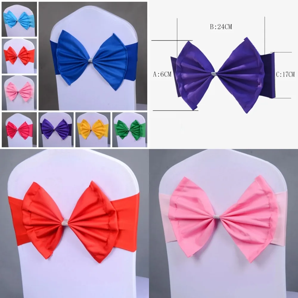 

10 pcs. Elegant Spandex Butterfly Bow Chair Bands Ribbons for Wedding Reception Birthday Party Banquet Decorations