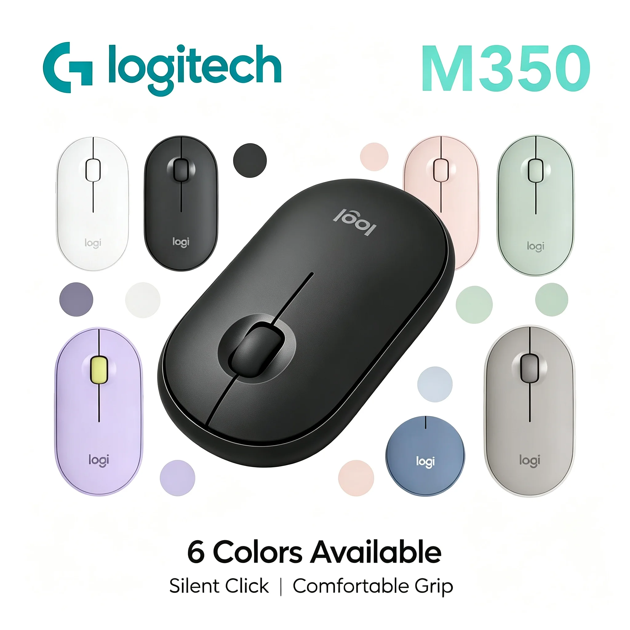 Logitech M350 High Precision Tracking Wireless Silent Mouse Portable Mice for PC