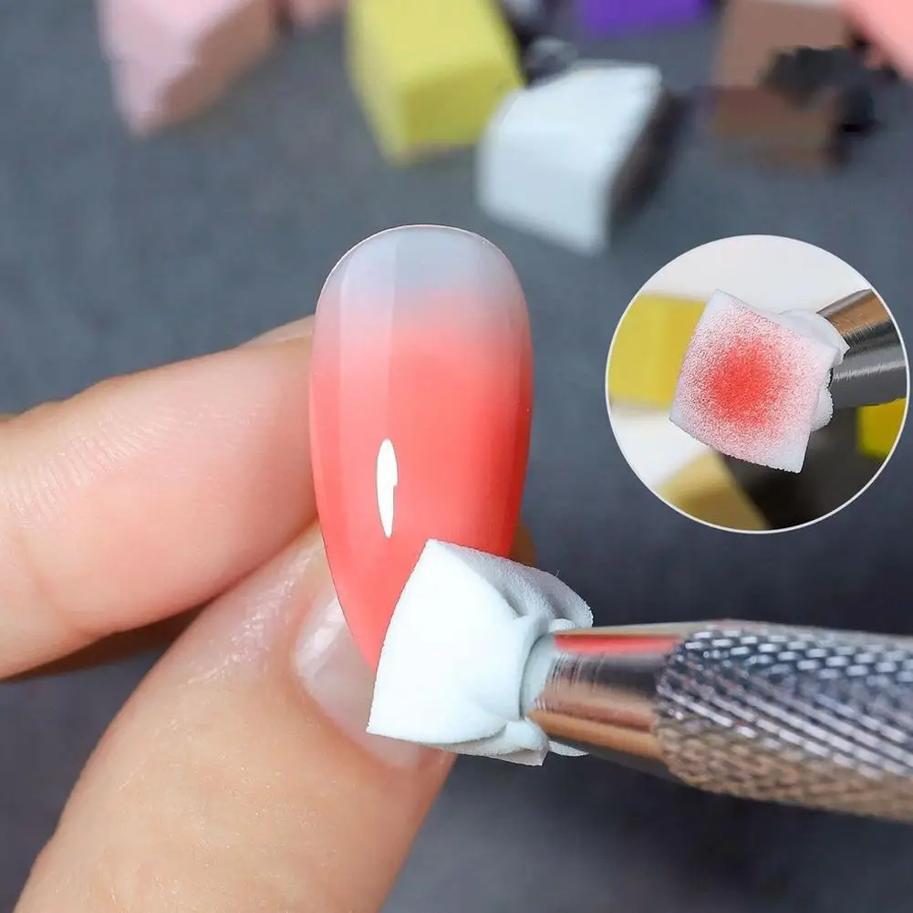 Spugne per nail art con scatola di immagazzinaggio Grabbing Pen Manicure Manicure Professionale Gradiente per unghie Effetto quadrato Strumento artistico Spugna S C4S7