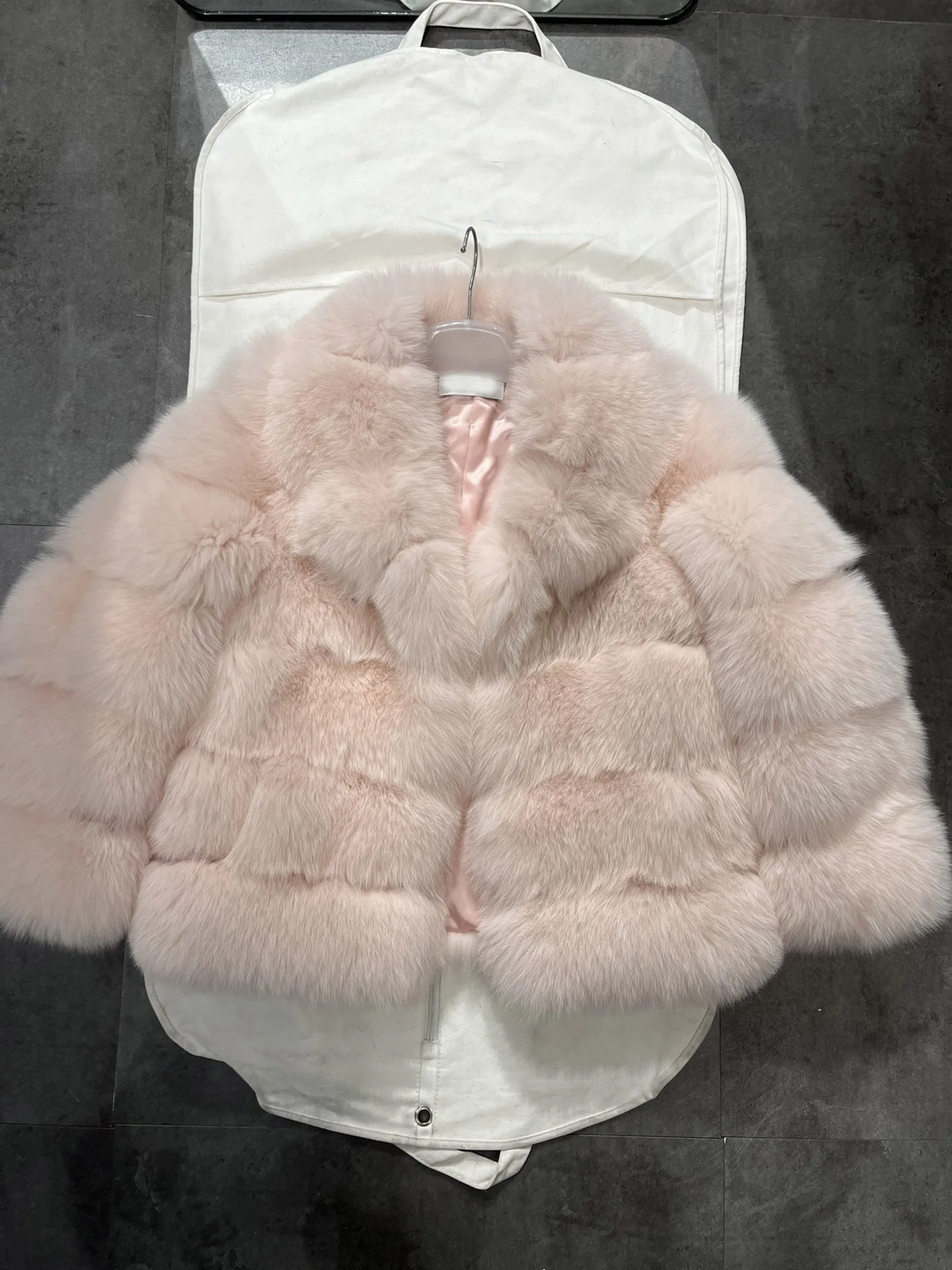 Abbigliamento donna di alta qualità alla moda in pelliccia rosa collo jacketAutumn inverno nuovo 101165