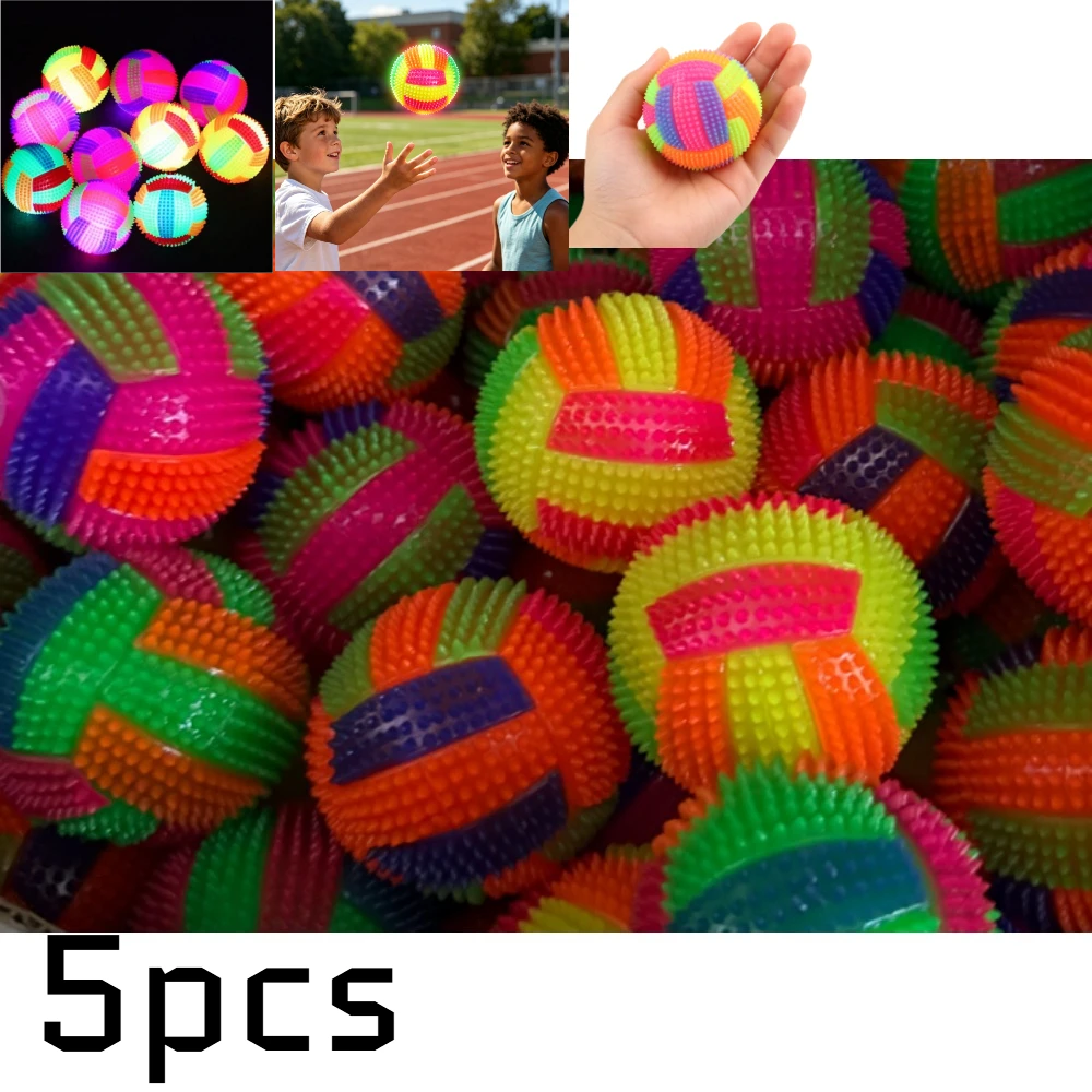 5pcs random color Glow in The Dark Bouncy Ball Massage Stress Relief Toy for Kids Party Gift