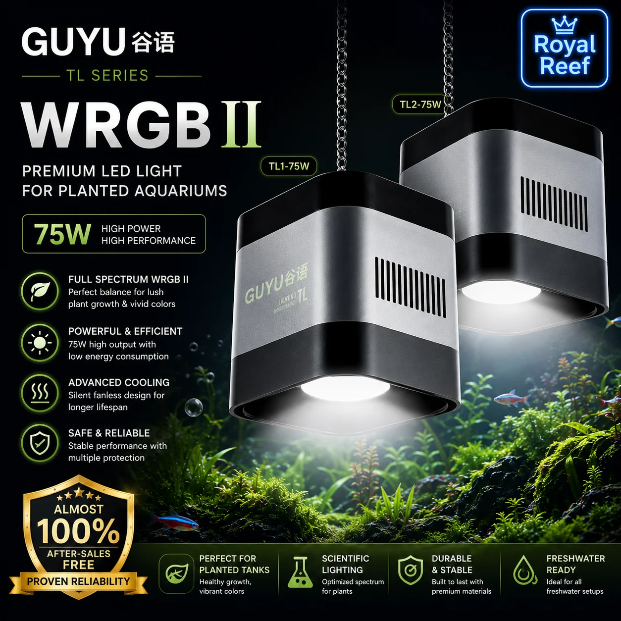 guyu-tl75w-led-plante-d'eau-lumiere-flux-reservoir-lampe-wrgb-spectre-complet-explosion-d'algues-app-lever-du-soleil-et-coucher-de-soleil-lentille-lumiere
