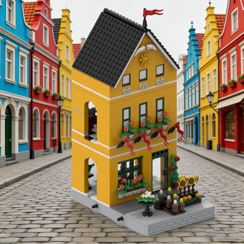 1178ピース シティストリートフラワーショップ MOC カスタマイズモジュラービルディングブロック クリエイティブデザイン シンプルデザイン キッズDIY フェスティバルおもちゃギフト