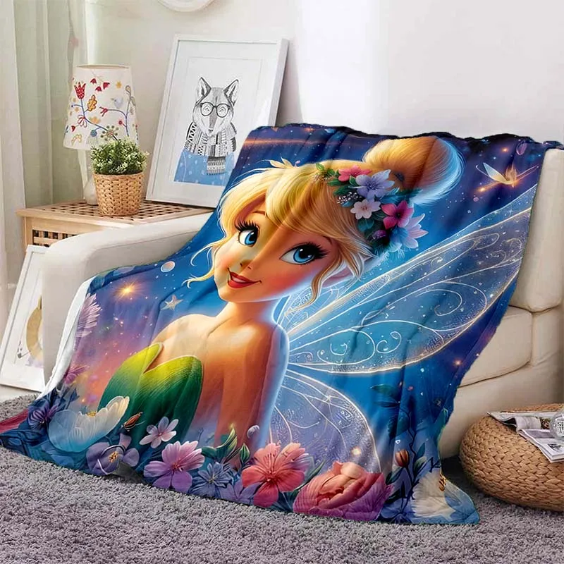 Disney Tinker Bell Printed Blanket for Home Travel Soft and Comfortable Blanket for Adults and Children Cartoon Warm Blanket