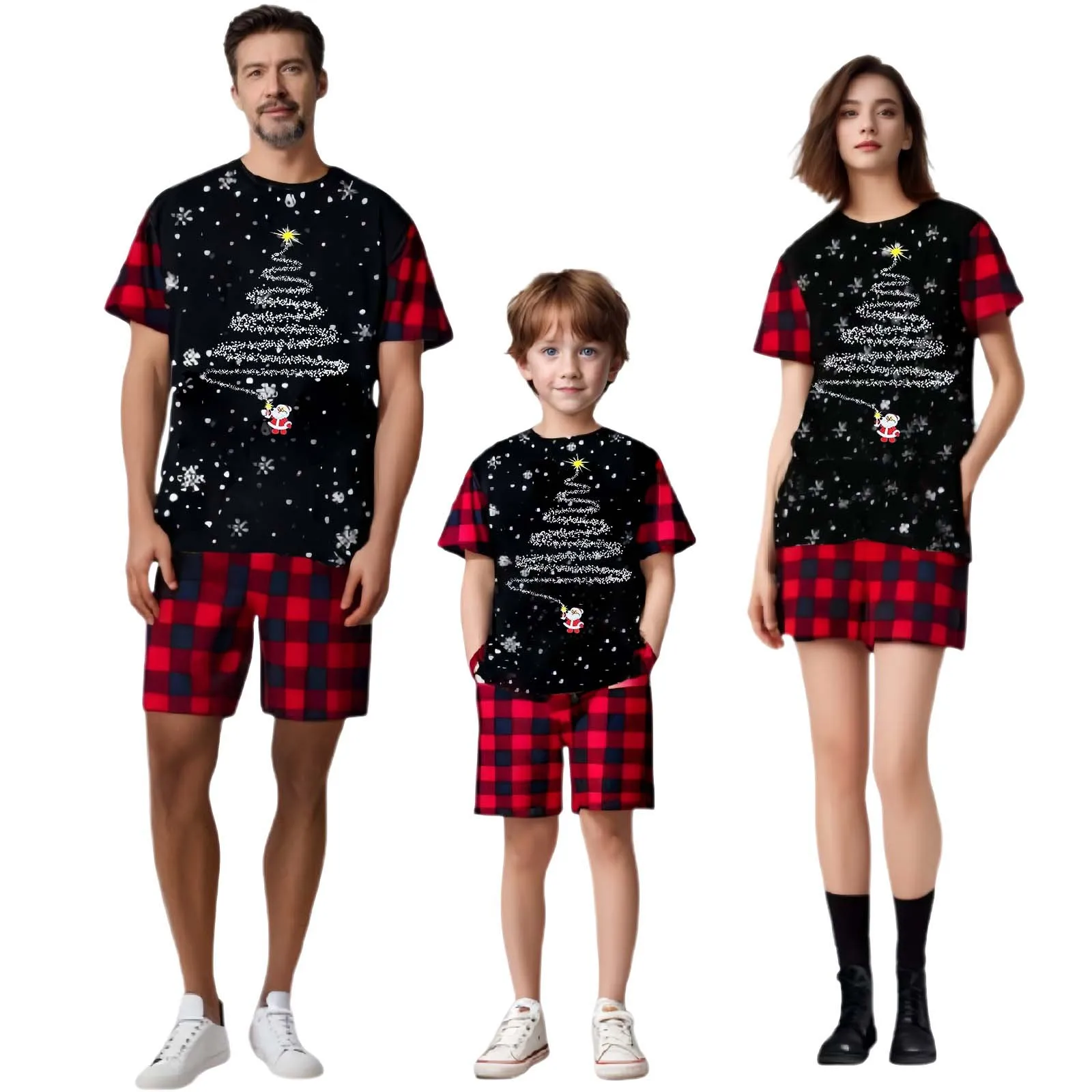 Christmas Themed Matching Family Pajama Set Children's Short Sleeve And Shorts Sleepwear Outfit Pajamas Set for Family Outfits