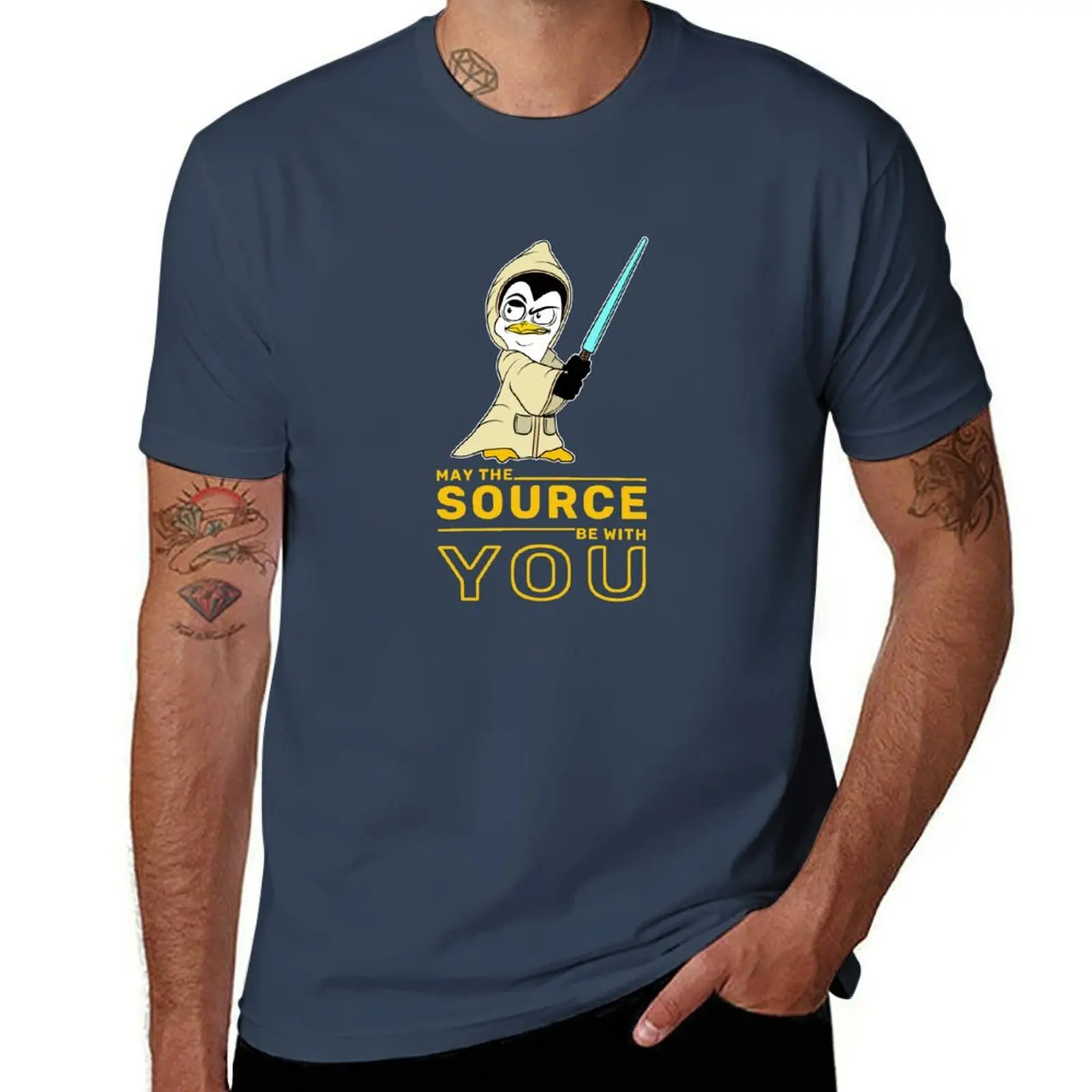 

May The Source Be With You Linux Penguin for Linux Admin T-Shirt Christmas Casual Tee Shirt