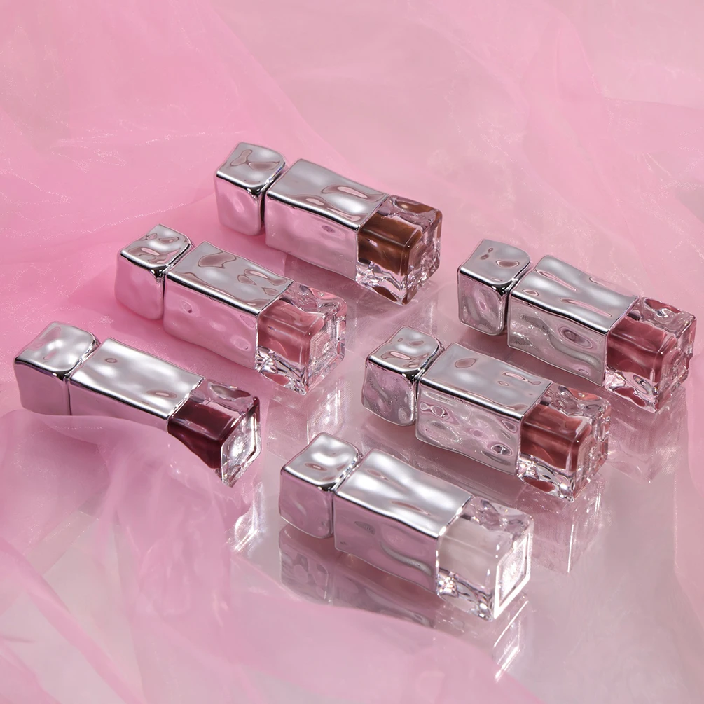 Huile à lèvres teintée polypeptidique, marque privée, hydratant, Logo personnalisé, pigment antiadhésif, maquillage nourrissant, vente en gros, Tube argenté