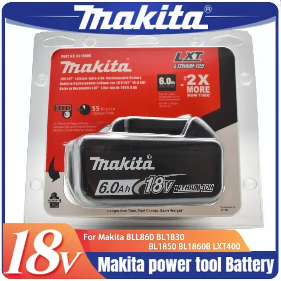 

100% Original Makita 18V 6.0Ah Rechargeable Power Tool Battery, 18V Replaceable LED Lithium-ion, LXT BL1860B BL1860BL1850 BL1830