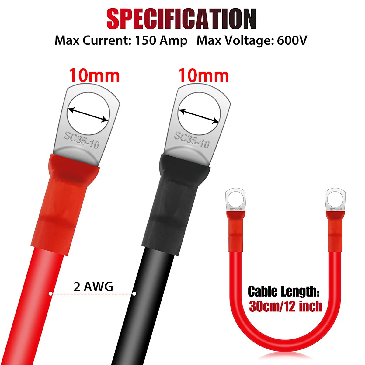 Soft Silicone Battery Cable Set, Waterproof Flexible 2AWG