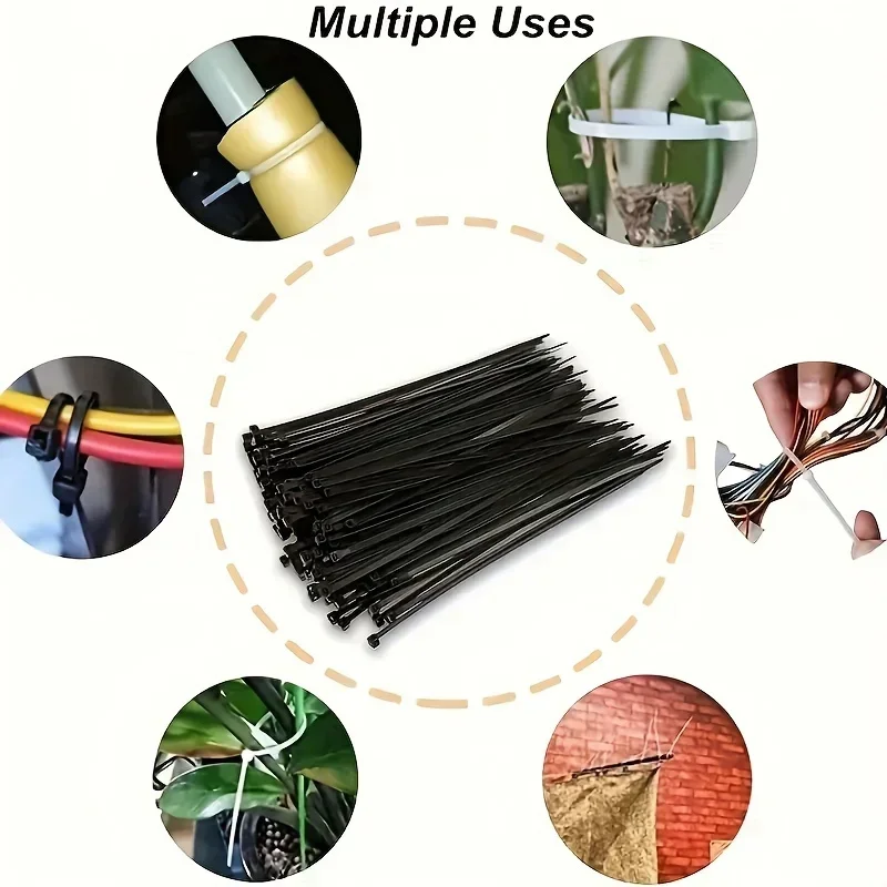 100-1000PC Plastic Colorful Self-locking Nylon Cable Ties Organizer Cables Wires Gardening Project Home Office Workshop Reusable