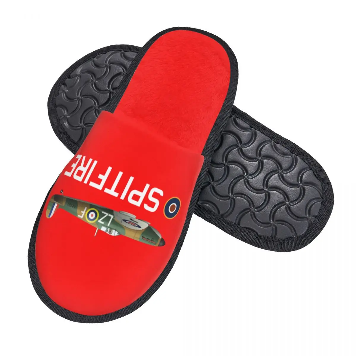 Custom Supermarine RAF Spitfire House Slippers Women Comfy Memory Foam WW2 War Fighter Aircraft Plane Airplane British  Shoes