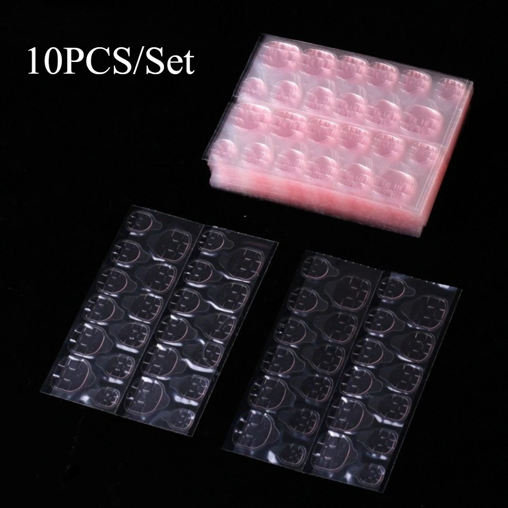 

10Pcs/Set Double-sided Jelly Glue Nail Stickers Transparent No Trace Nails Adhesive Invisible Wearable Nail Backing Decals