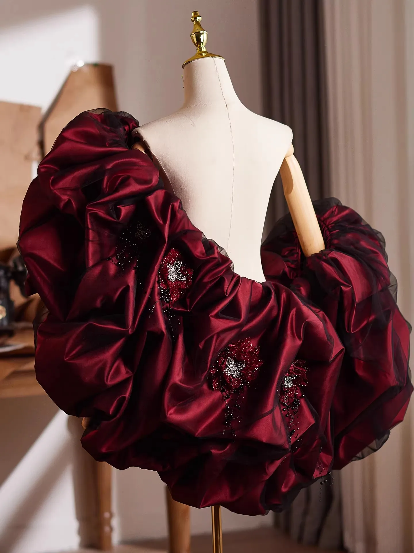 Women's Fashion Flower Beaded Mesh Big Pashmina Female Perforamce Party Show Shawl Cloak Collar R718