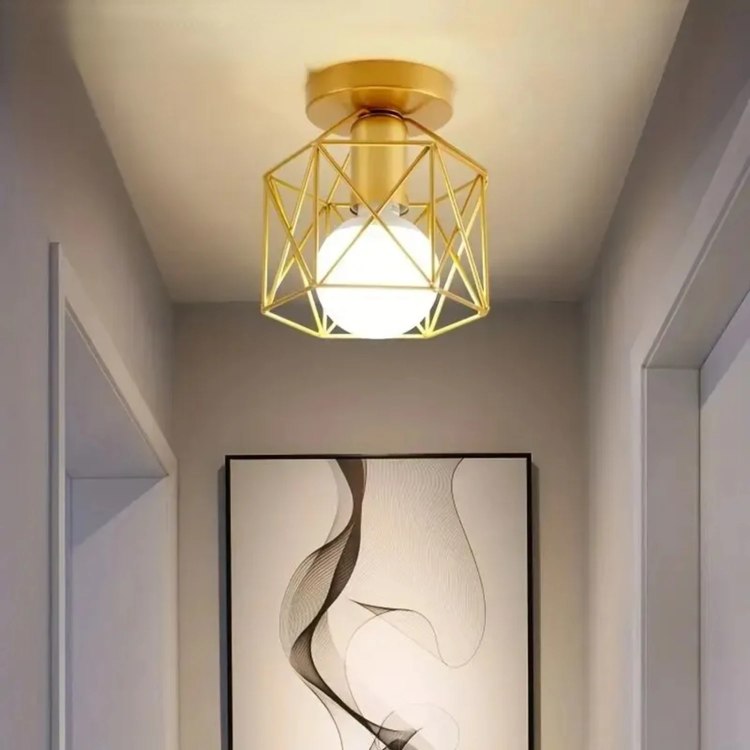 North European Yangtai Lamp Ceiling Light Corridor Modern and Simple Dressing Room Entrance Hall Foyer Light Iron Art