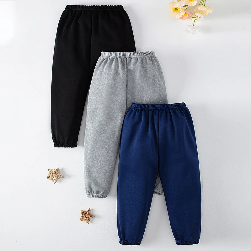 1/3 Pack Children's Spring Solid Color Pants Boys And Girls Leisure Trend Elastic Waist Pants Big Boy Sports Joker Harun Ppants