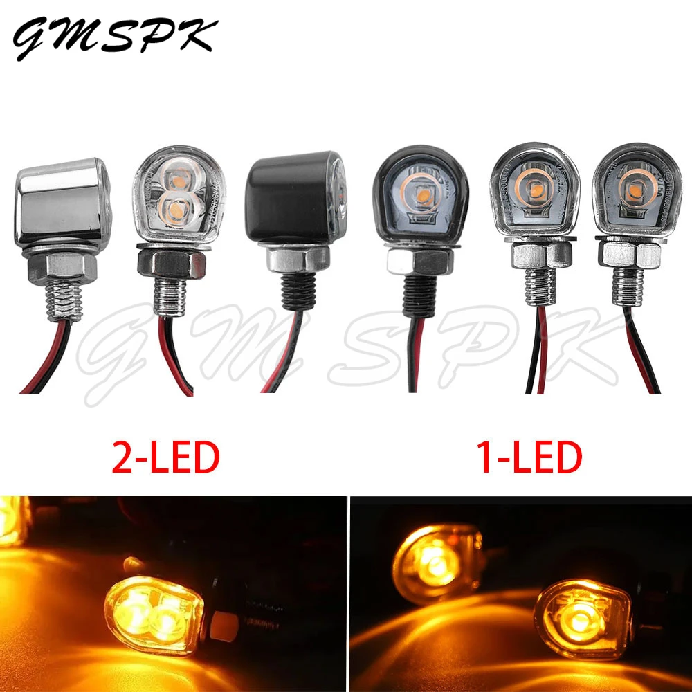 

2/4X 8mm LED Motorcycle Mini Turn Signal Blinkers Light Amber Indicator Flashing Lamp Universal Fit for Harley Honda Suzuki 12V