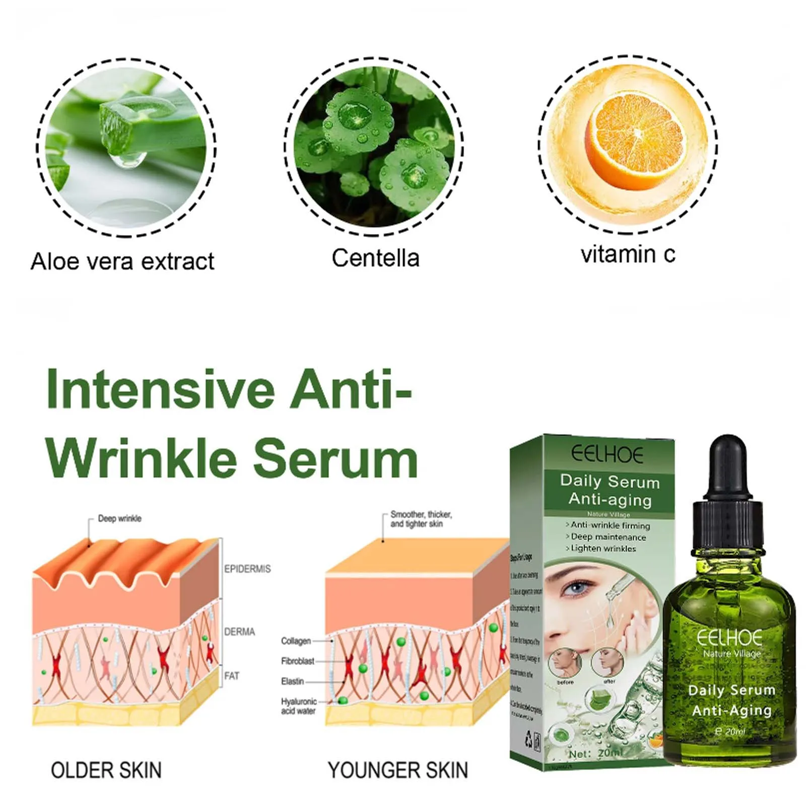 المصل اليومي رفع ثبات الجلد تتلاشى الخطوط الدقيقة التجاعيد جوهر تقليص المسام اشراق ترطيب مغذي العناية بالبشرة #2