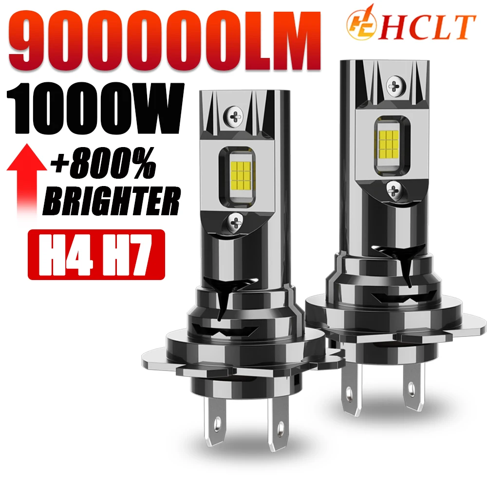 

Светодиодные лампы H4 H7 9003 HB2, сверхъяркие автомобильные и мотоциклетные LED-фары 6000K, беспроводные турбо-лампы для автомобилей с вентилятором