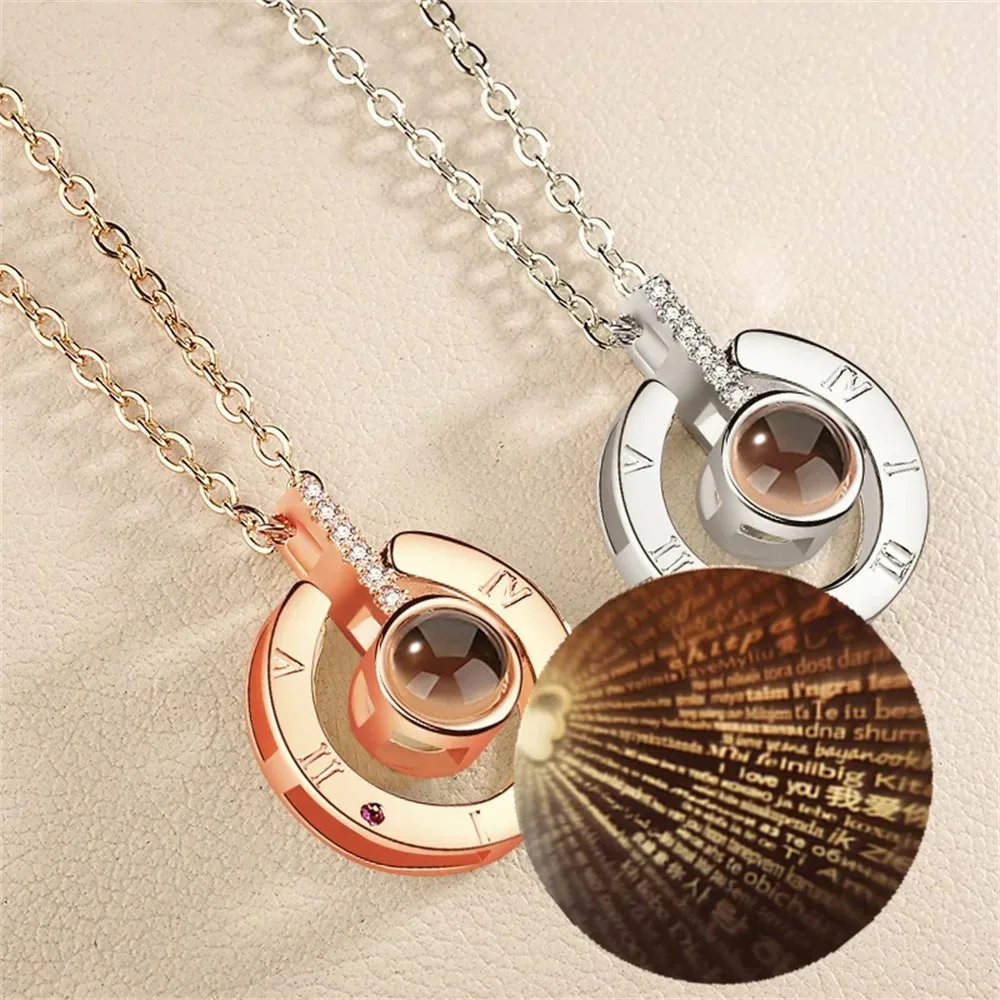 New 100 Languages I Love You Projection Heart Pendant Necklace For The Other Half Lovers' Fashion Jewelry Accessories Gifts