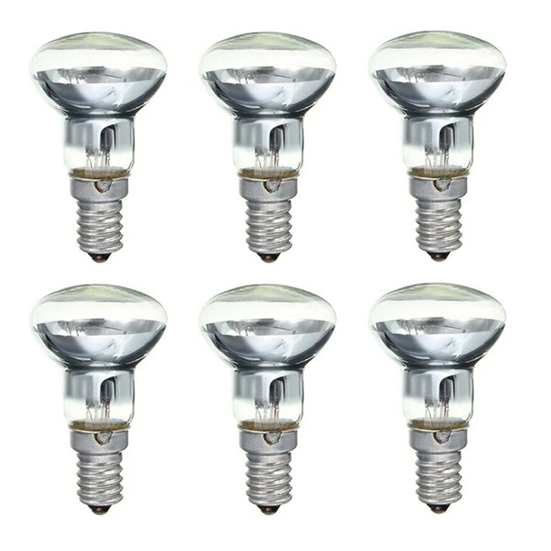 Replacement Lava Lamp E14 R39 30W Spotlight Screw In Light Bulb Clear Reflector Spot Light Bulbs Lava Incandescent 6Pcs