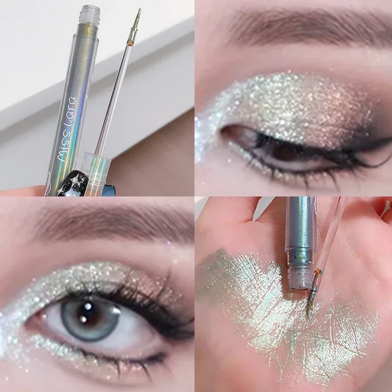 Fioletowy błyszczący cień do powiek w płynie w sztyfcie wodoodporne, długotrwałe cekiny brokat wyróżnij eyeliner w pisaku oczy uroda przyjęcie przybory do makijażu