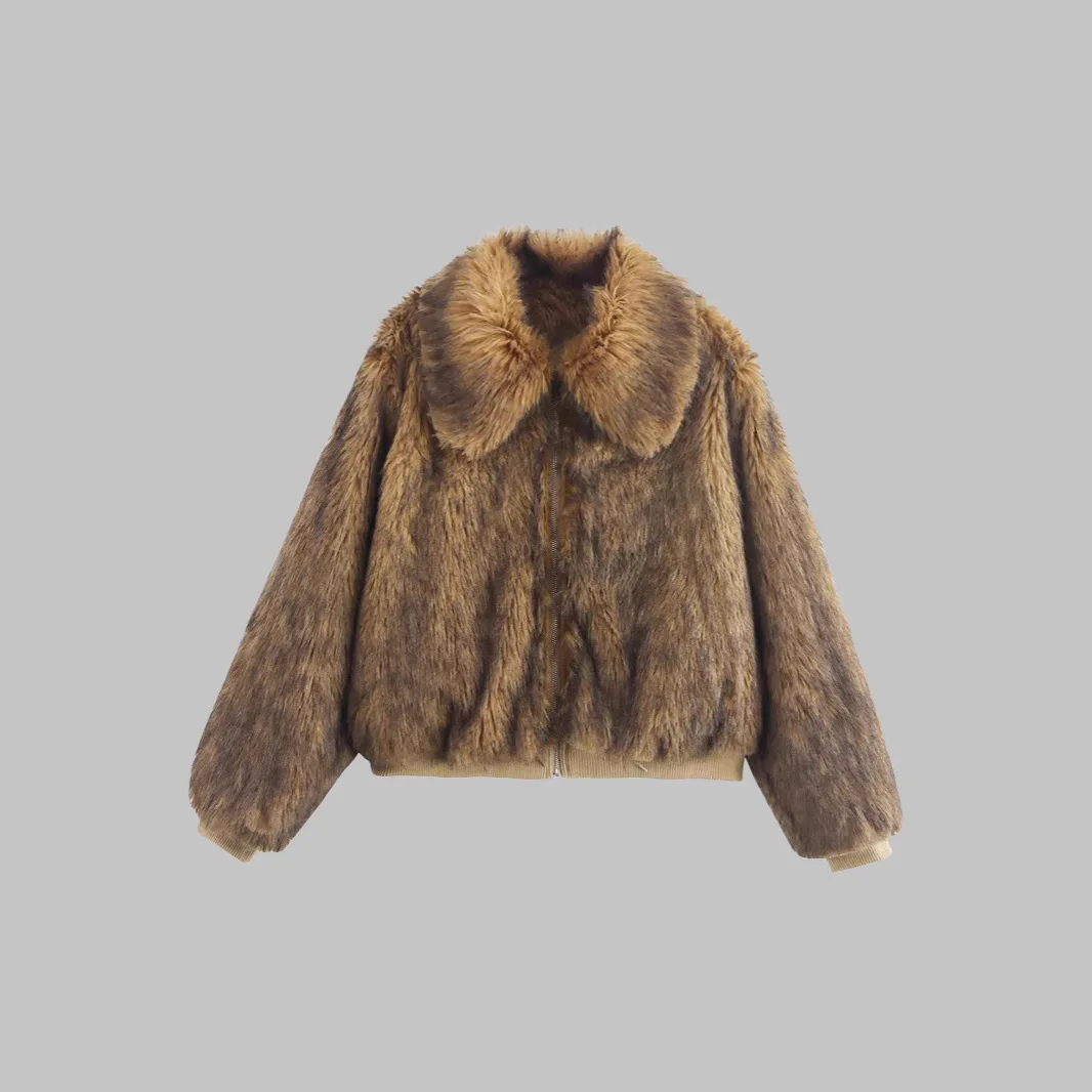 

Градиентное женское зимнее эко-пуховое пальто, толстое, теплое, волосатое, лохматое, из искусственного меха енота, женское высококачественное шикарное меховое женское пальто