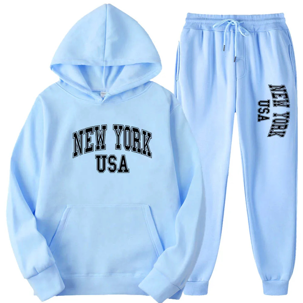 New York Printed Men/Women Hoodie Set Creativity Crewneck Clothing Fashion Oversize Sweatshirt Fashio Crewneck Hoody Male