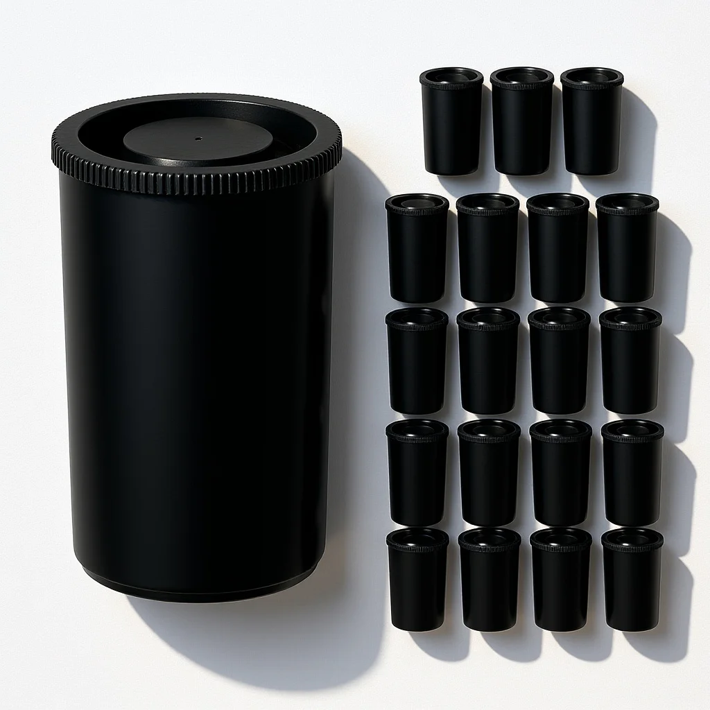 20Pcs Black Film Canisters Secure Film Roll Organizer Universal Compatibility Portable Protection Bead Containers