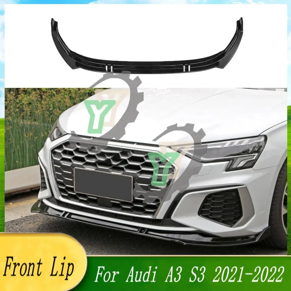 

3PCS Car Accessories Front Bumper Lip Spoiler Splitter Diffuser Detachable Body Kit Cover Guard For Audi A3 S3 Sport 2021 2022