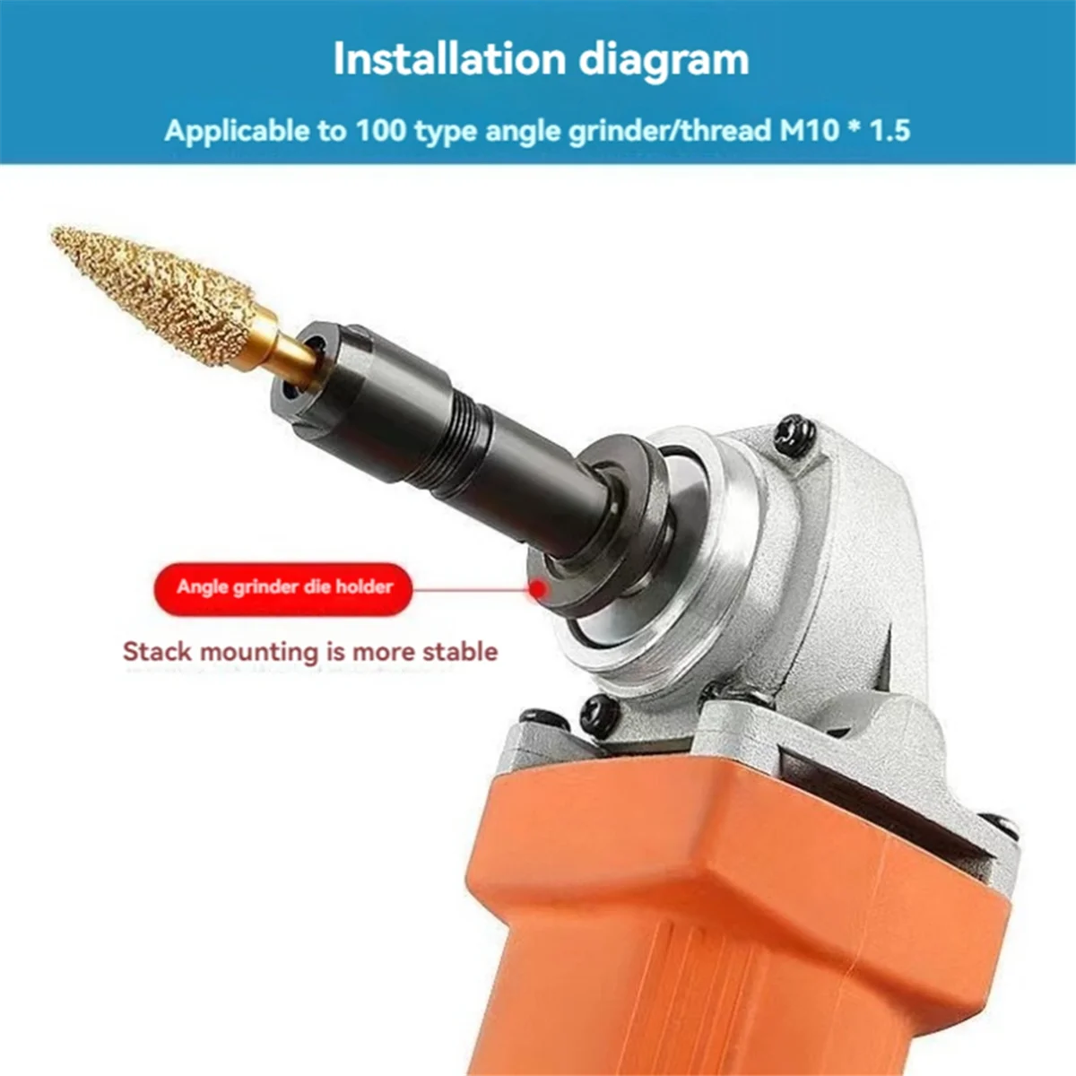 

A45U 3/6mm Angle Grinder Modified Adapter to Straight Grinder Chuck for 100-Type Angle Grinder M10 Thread Grinding Cutter