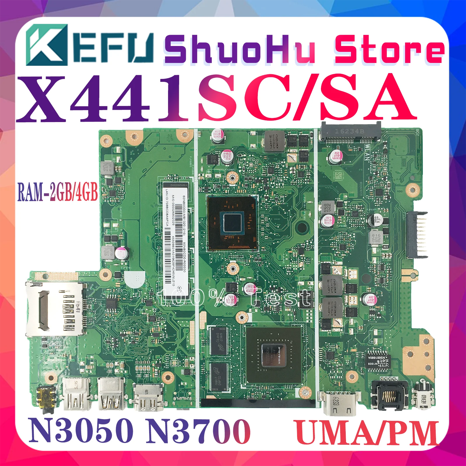 

KEFU Mainboard For ASUS A441SC A441SA X441SA X441SC F441S X441S A441S Laptop Motherboard N3050/N3060 N3700/N3710 2GB/4GB-RAM