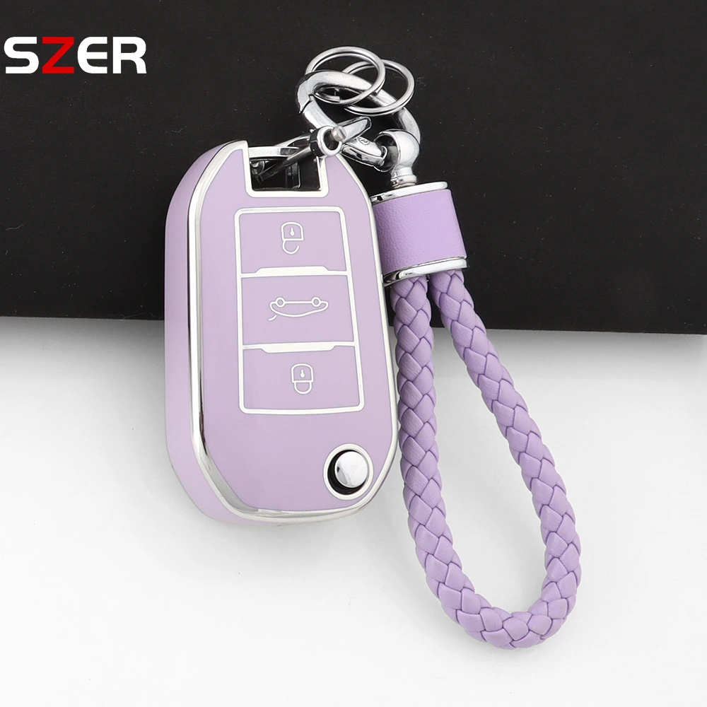 Neue TPU-Autoschlüsselhülle für Peugeot 208 308 408 508 2008 3008 4008 5008 für Citroen C3 C4 CACTUS C6 C8 Schutzhülle für Schlüsselanhänger.