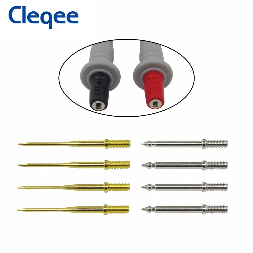 Cleqee P8003.1 8pcs Replaceable Test Needle Kit 1mm Gilded Sharp & 2mm Standard Suitable for Multimeter Probe