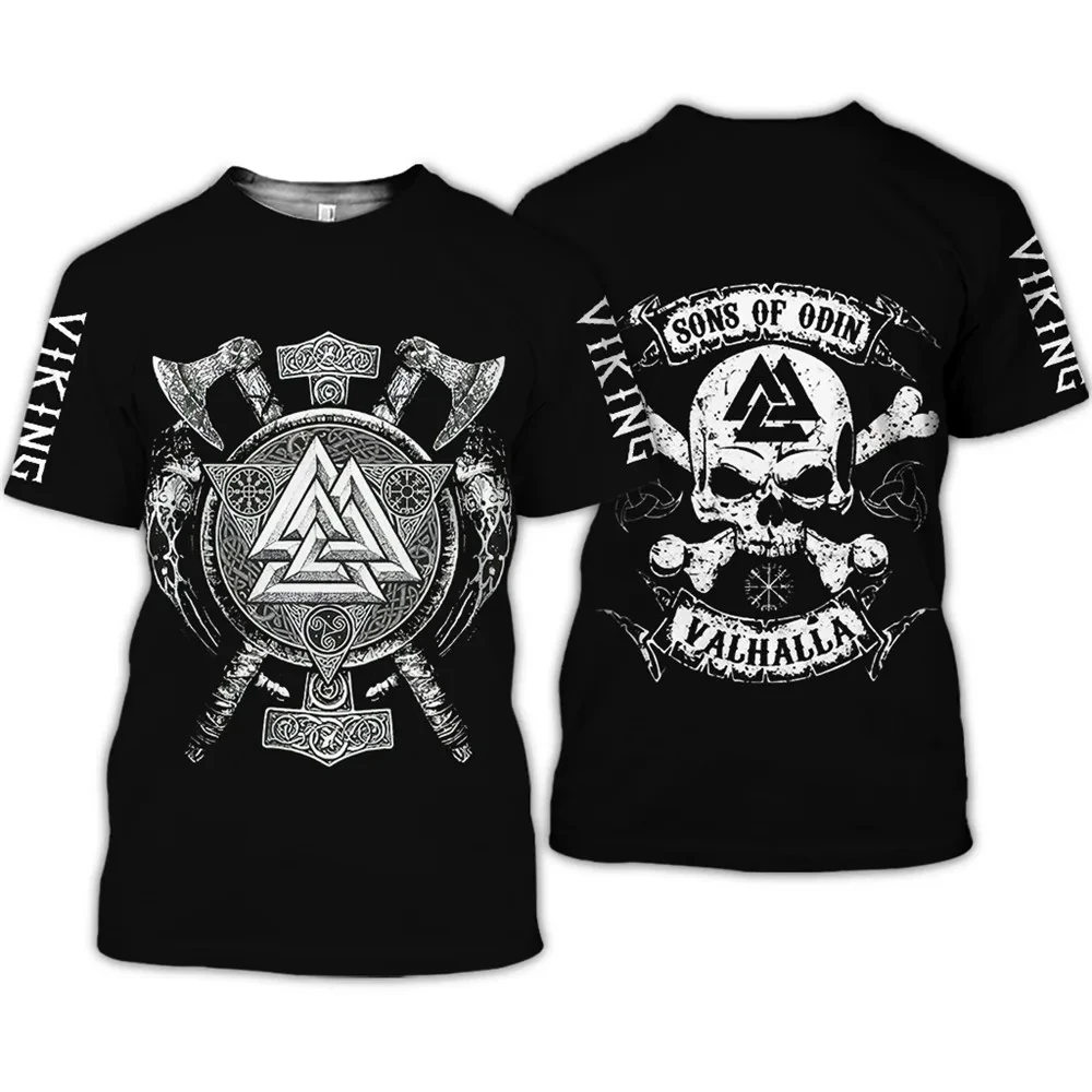 Viking symbol T Shirt 3D Print Men Women Short sleeve Tshirts Hip Hop streetwear O-neck Vintage T-shirt Unisex clothing