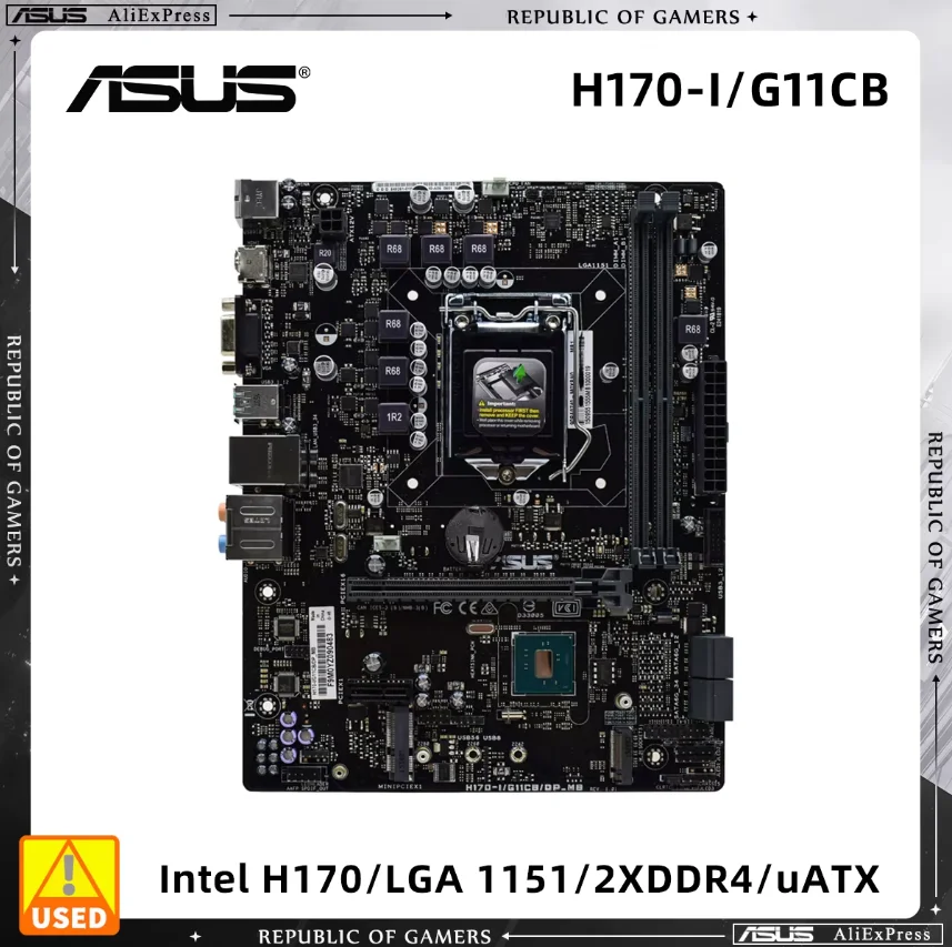 ASUS H170-I/G11CB/DP_MB Motherboard Used Mainboard, LGA 1151 Socket for i5 6500 7500 i3 6300 7100, Supports 2x DDR4 Max. 64GB