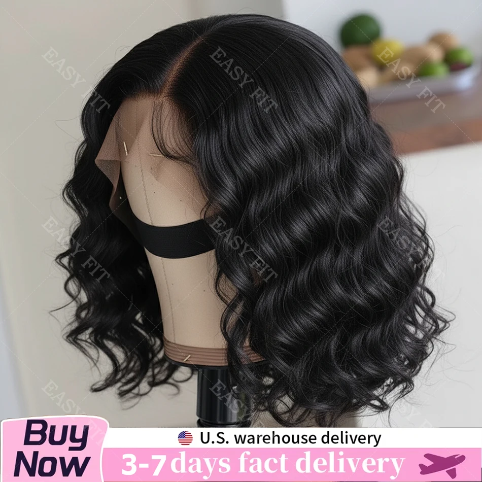 

Парик-боб из бразильских натуральных волос, плотность 200%, с невидимой завязкой, 360 HD кружевной парик-боб с эффектом волн, парики с кружевной передней частью 13x4, 5x5, 13x6