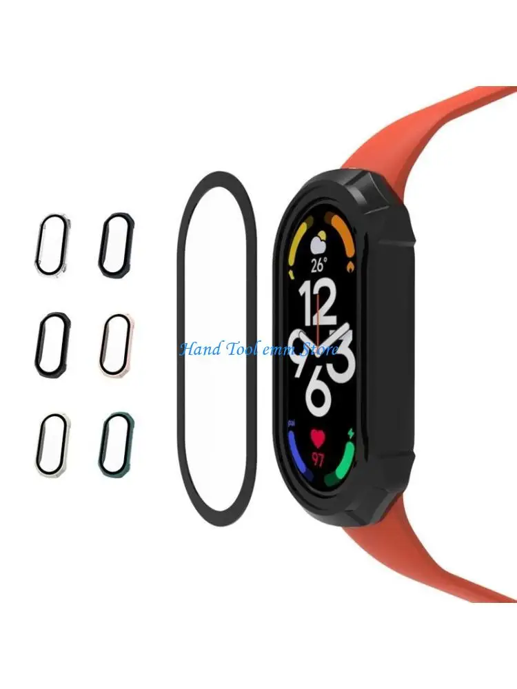 

H37F For Mi Band 7 Screen Protector Tempered Film + for Case Sleeve Bumper PC for She