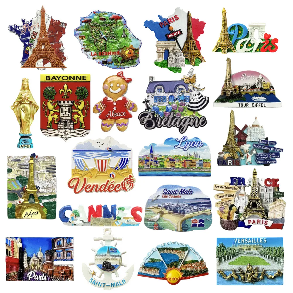 

Europe France Lyon Paris Resin 3D Fridge Magnets Tourism Souvenir Refrigerator Sticker