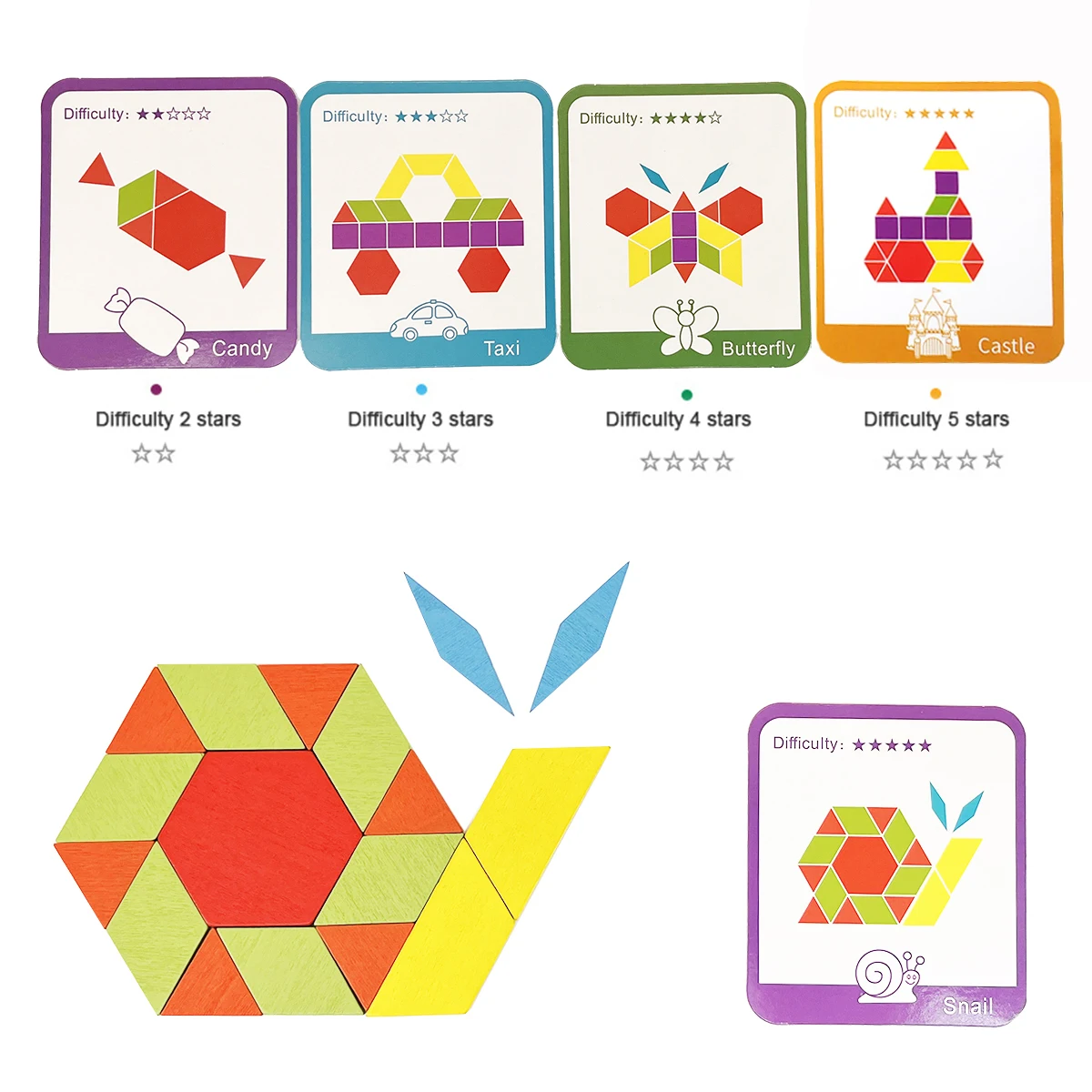 155-delig Tangram-puzzel met geometrische vorm Houten speelgoed 3D-puzzels Educatief speelgoed voor kinderen voor kinderen Cadeau