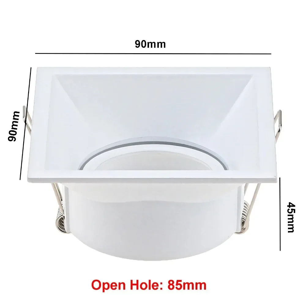 Aluminum Square Spotlight Black White LED Ceiling Fitting Indoor Spotlight Fixture GU10 MR16 Bulb Frame Recessed Downlight