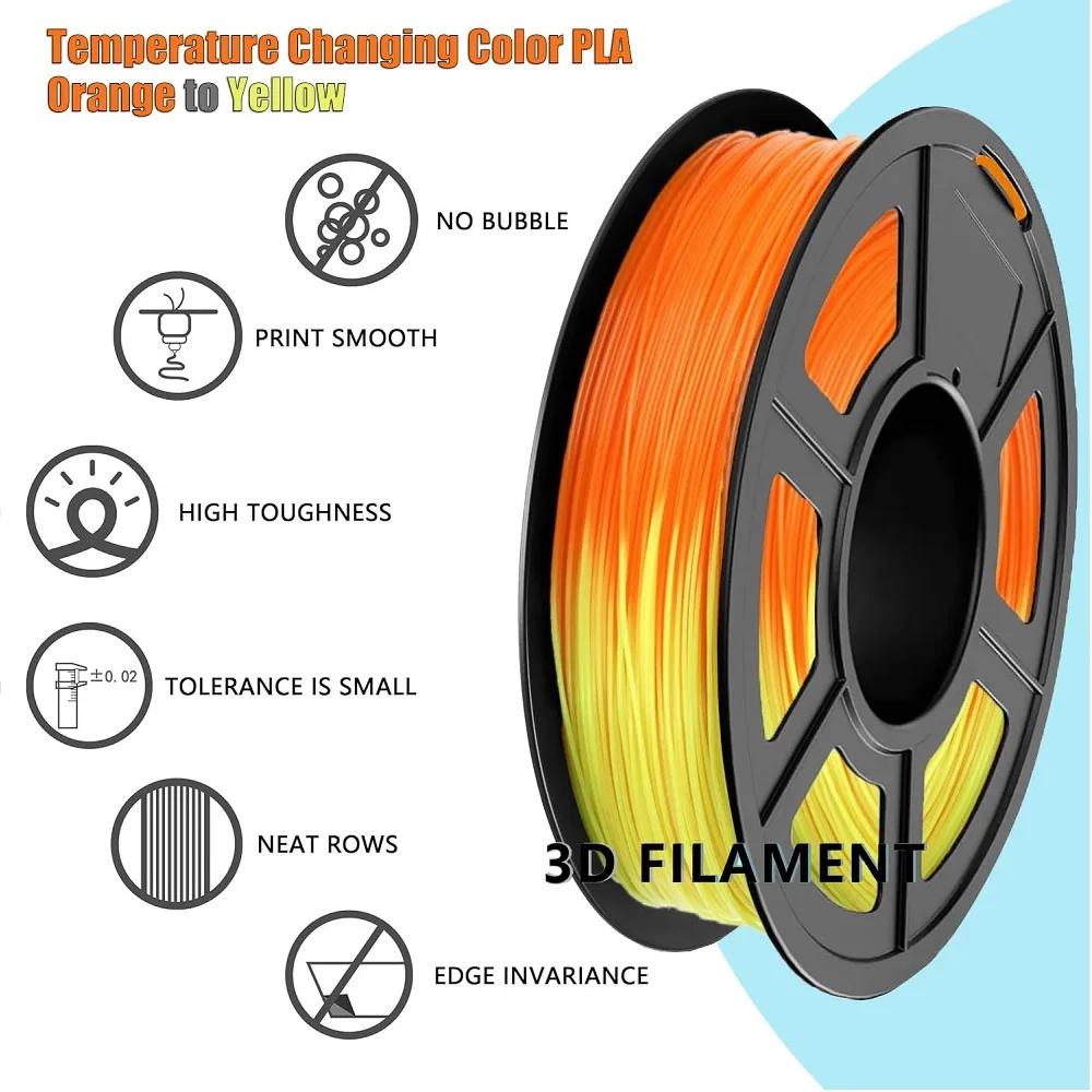 Temperature Color Change Filament PLA 1.75mm 1kg 500g 250g 200g 3D Printer Material PLA Temperature Reaction Filament Blue Black