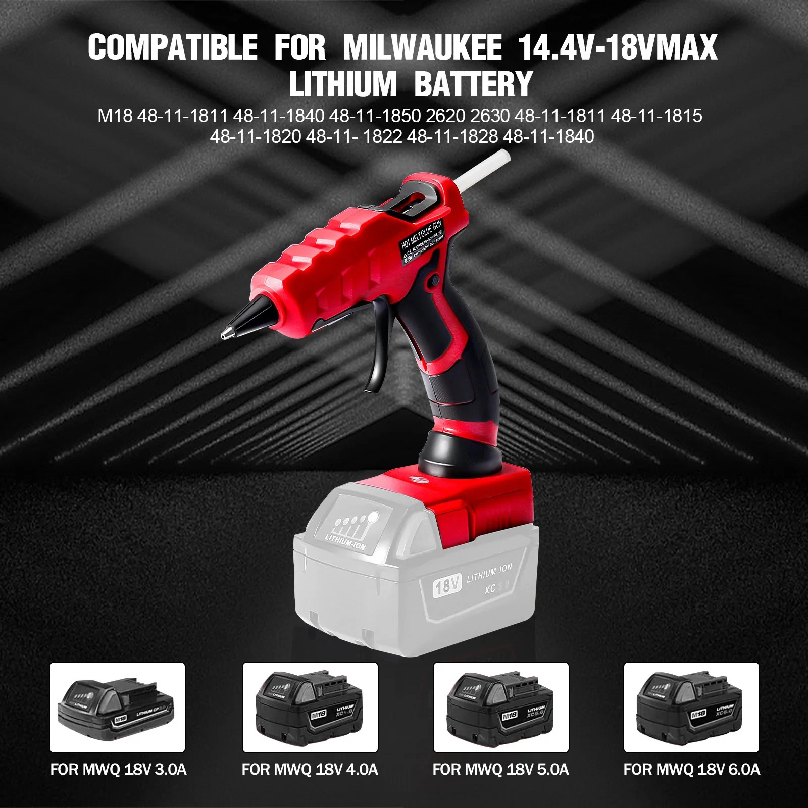 Cordless Hot Melt Glue Gun with 30pcs 7mm Glue Sticks DIY Crafts Electric Heat Repair Tool for Milwaukee 18V Lithium Battery