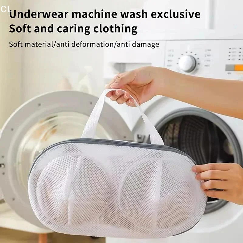 3D Anti-Deformation Fine Mesh Double Cup Bra Laundry Bag With Hanging Loop Durable Zipper For Delicate Lingerie Washing Machine