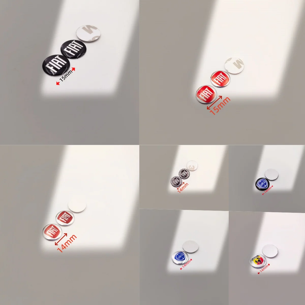50/40pcs FIAT Abarth Lancia 14/15mm Aluminum Car Remote Key Emblem Sticker Auto Fob Badge Radio Button Replacement Emblem
