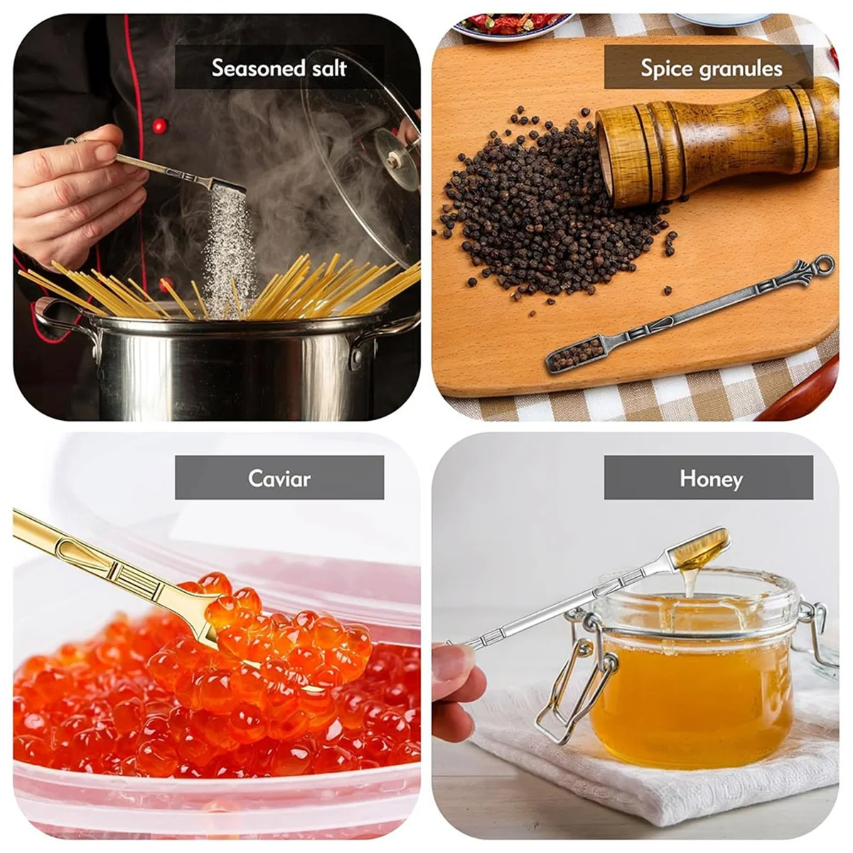 AA98 12 Pcs Mini Spoons Set, 4 Colors Mini Spoons for DIY Jewelry Making,Small Spoon Mini for Home, Kitchen, Restaurant