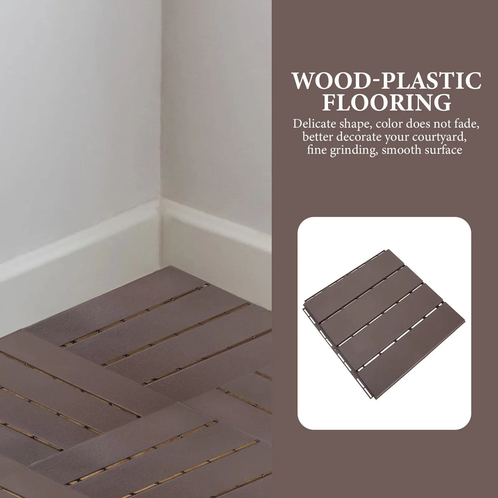 

Plastic Interlocking Waterproof Floor Outdoor Wood-Plastic Flooring for Poolside Garden Balcony Backyard Yard Splicing